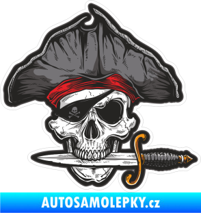 Samolepka Barevná lebka 100 pravá pirát s dýkou