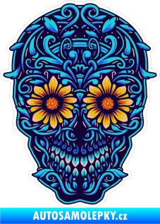 Samolepka Barevná lebka 124 kytičková