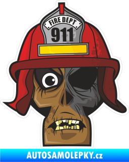 Samolepka Barevná lebka 166 zombie hasič