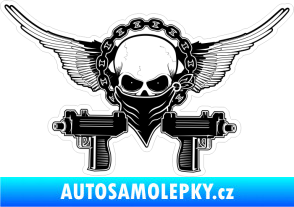 Samolepka Barevná lebka 175 gangster černobílá