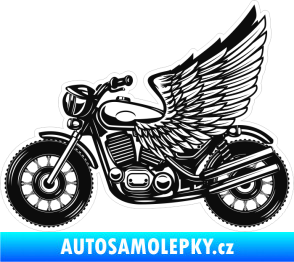 Samolepka Barevná motorka 011 levá s křídly černobílá