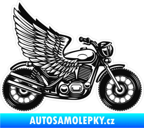 Samolepka Barevná motorka 011 pravá s křídly černobílá