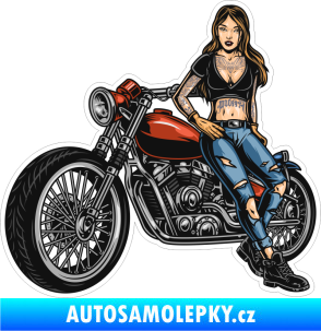 Samolepka Barevná motorkářka 001 pravá