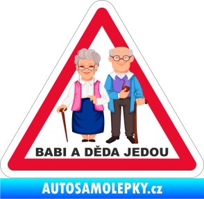 Samolepka Barevná rodina v autě babi a děda jedou
