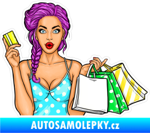 Samolepka Barevná sexy holka 011 pravá nákupy se zlatou kartou