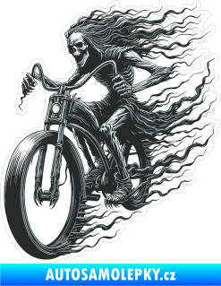 Samolepka Barevná smrtka 036 levá černobílá biker