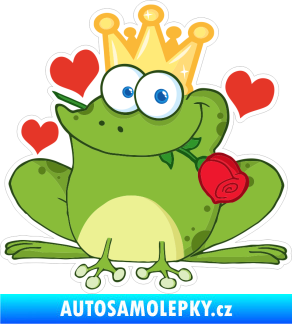Samolepka Barevná žába 012 levá princ s růží