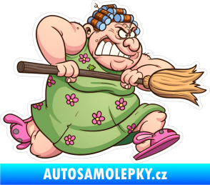 Samolepka Barevná žena 001 pravá rozzuřená babka 