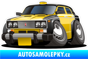 Samolepka Barevné auto 035 levá karikatura taxi Lada Žiguli