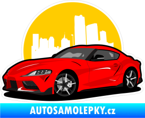 Samolepka Barevné auto 039 levá město v pozadí