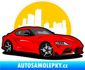 Samolepka Barevné auto 039 pravá město v pozadí