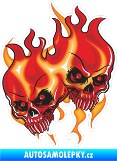 Samolepka Barevné lebky 001 pravá v plamenech