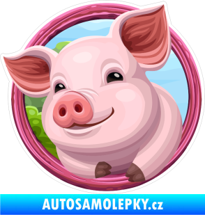 Samolepka Barevné prase 004 levá na farmě