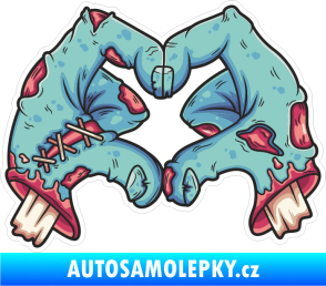 Samolepka Barevné zombie ruce 001 levá srdíčko