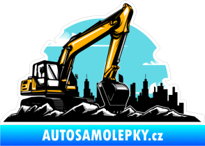 Samolepka Barevný bagr 004 pravá výkop ve městě