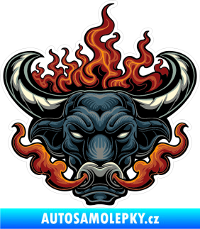 Samolepka Barevný býk 007 v plamenech