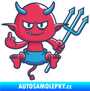 Samolepka Barevný čertík 011 pravá s vidlemi f*ck