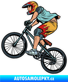 Samolepka Barevný cyklista 002 levá horské kolo MTB