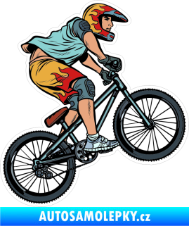 Samolepka Barevný cyklista 002 pravá horské kolo MTB