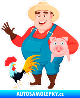 Samolepka Barevný farmář 002 levá kohout a vepřík