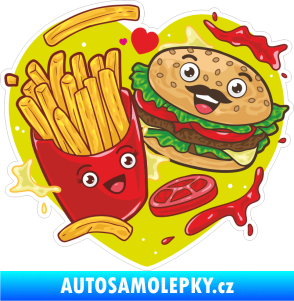 Samolepka Barevný hamburger s hranolky pravá