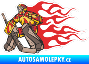 Samolepka Barevný hokejista 002 levá brankář v plamenech