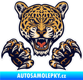 Samolepka Barevný jaguár 002 vystrčené drápy