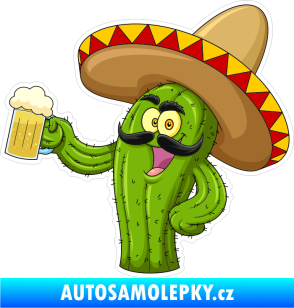 Samolepka Barevný kaktus 005 levá sombrero a pivo