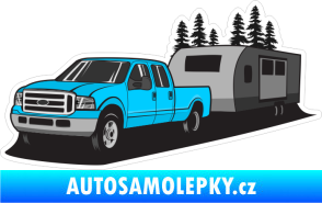Samolepka Barevný karavan 004 levá kempování v lese