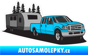 Samolepka Barevný karavan 004 pravá kempování v lese