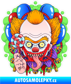 Samolepka Barevný klaun 006 levá hororový s lízátkem