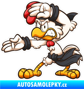 Samolepka Barevný kohout 010 levá karatista černý pásek