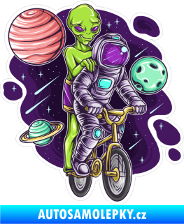 Samolepka Barevný kosmonaut 007 pravá na kole s ufounem