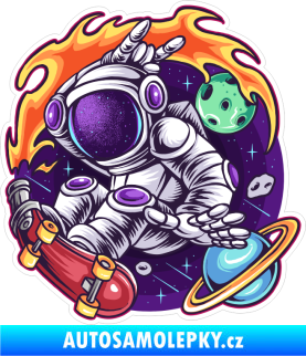 Samolepka Barevný kosmonaut 008 levá skateboard ve vesmíru