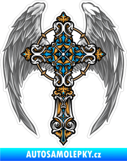 Samolepka Barevný kříž 001 s andělskými křídly