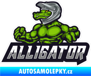 Samolepka Barevný krokodýl 017 s přilbou nápis Alligator