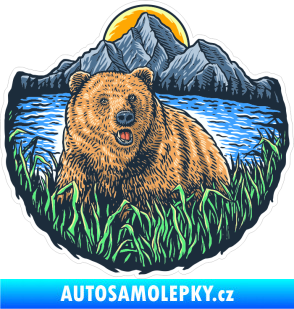 Samolepka Barevný medvěd 011 pravá s krajinou