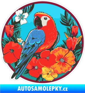 Samolepka Barevný papoušek 006 levá květiny