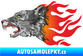 Samolepka Barevný vlk 005 levá v plamenech