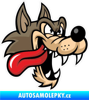 Samolepka Barevný vlk 017 pravá vyplazený jazyk