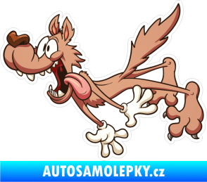 Samolepka Barevný vlk 019 levá vyplazený mlsný jazyk