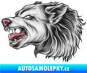 Samolepka Barevný vlk 020 levá bílý rozzuřený