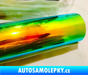 Samolepka Chrom folie 3D ZELENO / ORANŽOVÁ chameleon zrcadlová wrap