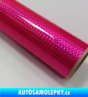 Samolepka Fantasy 1/4 mosaic fluorescent pink PRIME, fluor. růžová folie s holografickým efektem