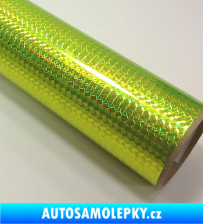 Samolepka Fantasy 1/4 mosaic fluorescent yellow  PRIME, žlutá folie s holografickým efektem
