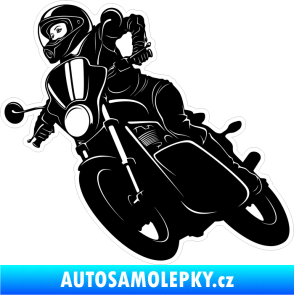 Samolepka Tištěná motorkářka 003 černobílá levá