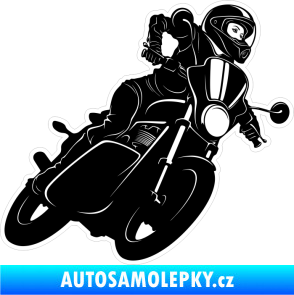 Samolepka Tištěná motorkářka 003 černobílá pravá