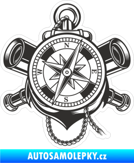 Samolepka Tištěný kompas černo-bílý 001