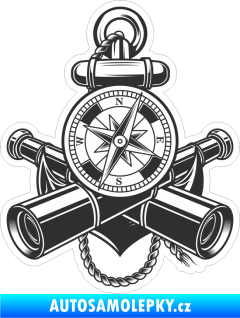 Samolepka Tištěný kompas černo-bílý 002