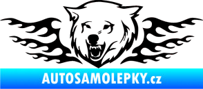 Samolepka Animal flames 034 levá  vlk černá